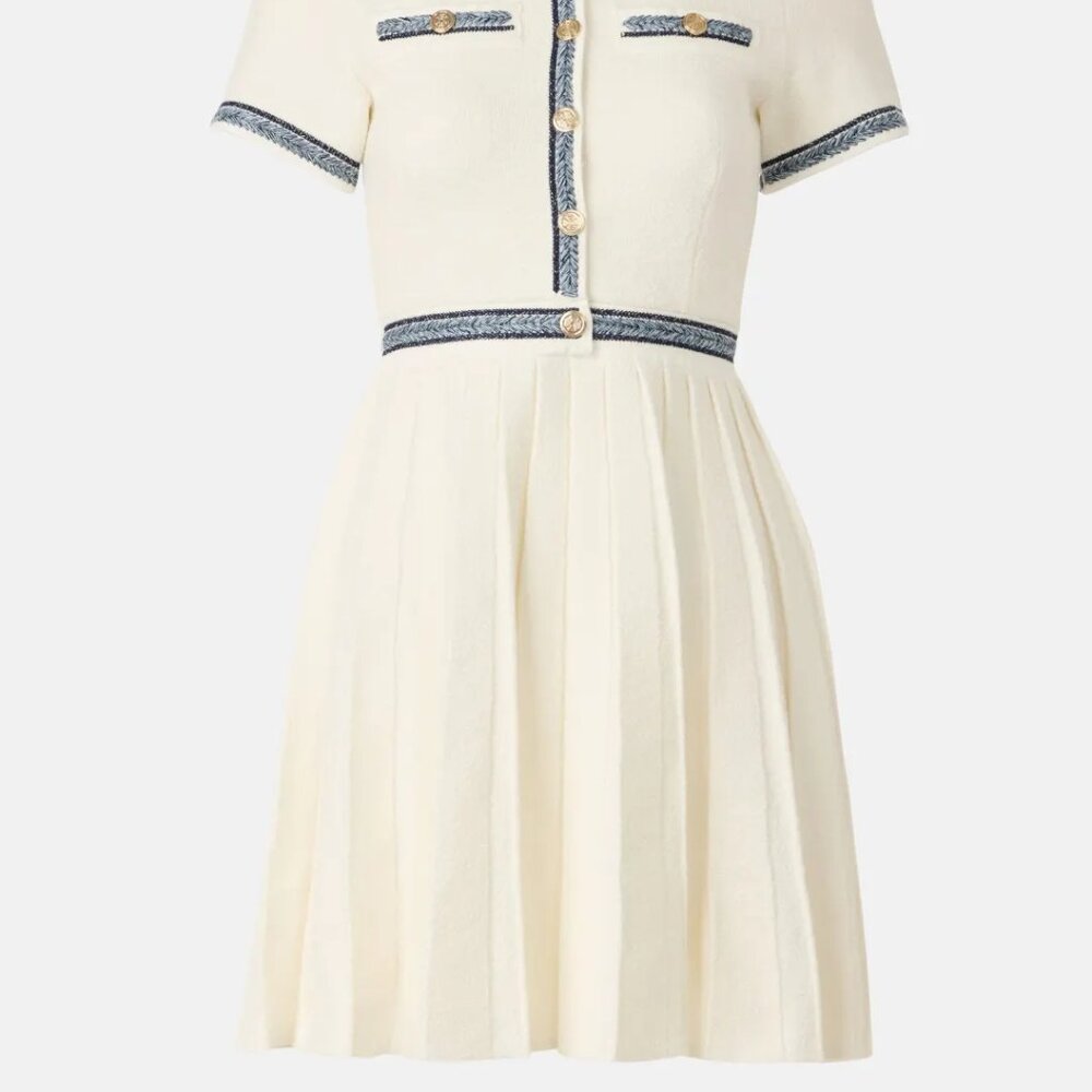 Maje Cream Dress with Navy Accents